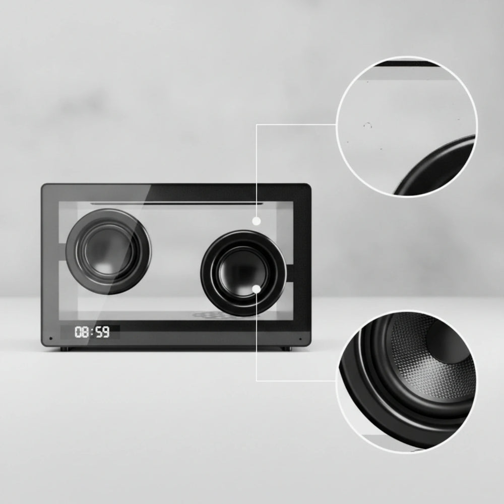 Transparent Bluetooth Clock Speaker rear view
