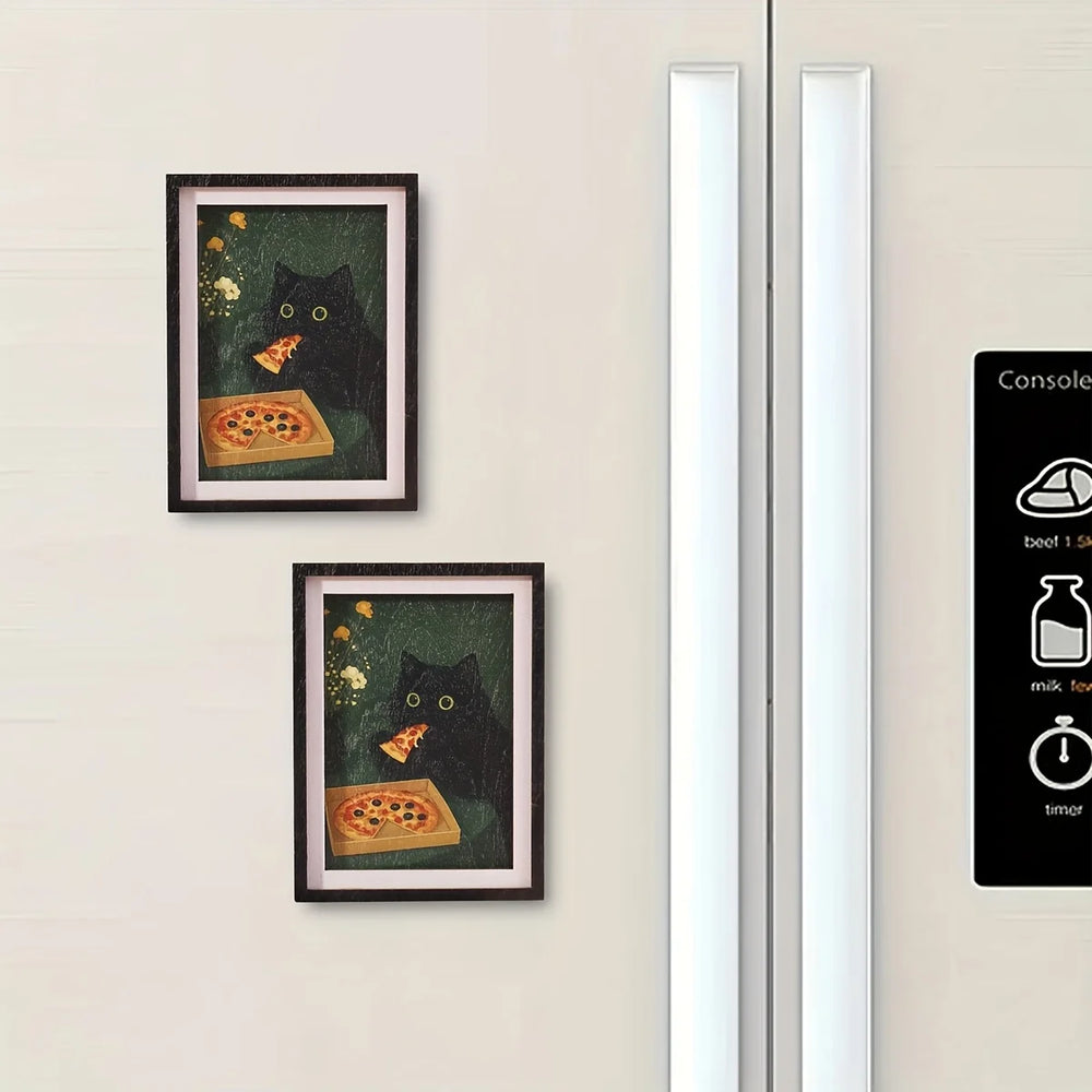 Layered Black Cat Pizza Magnet – view 6