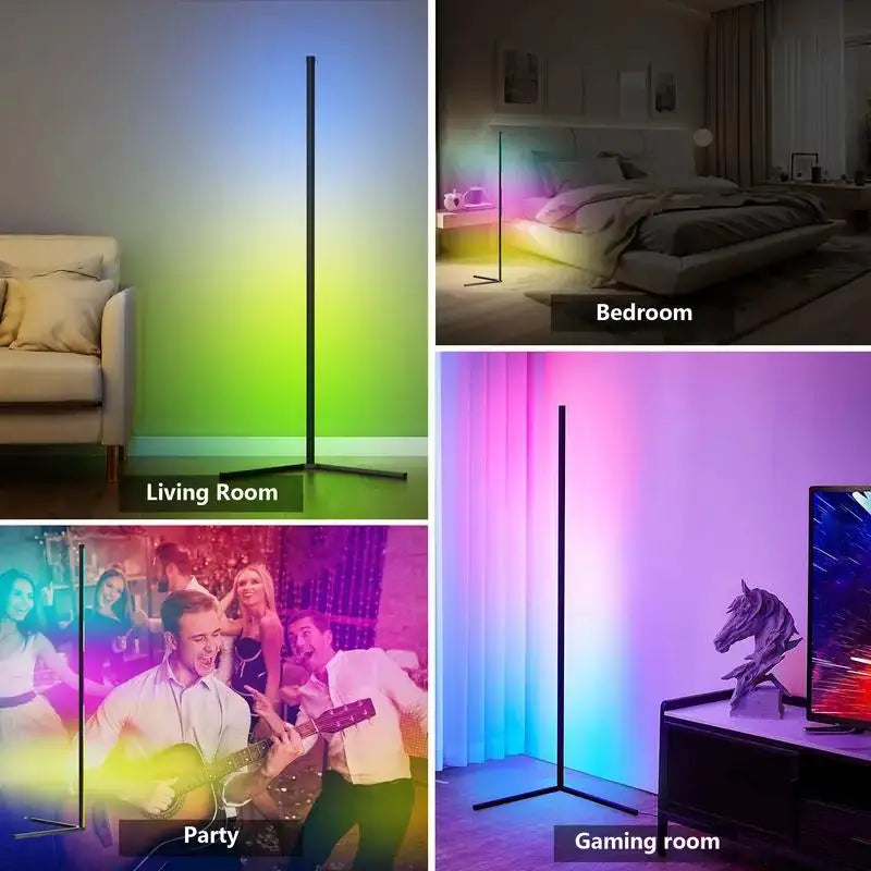 The corner lamp lighting a living room, bedroom, party and gaming setup