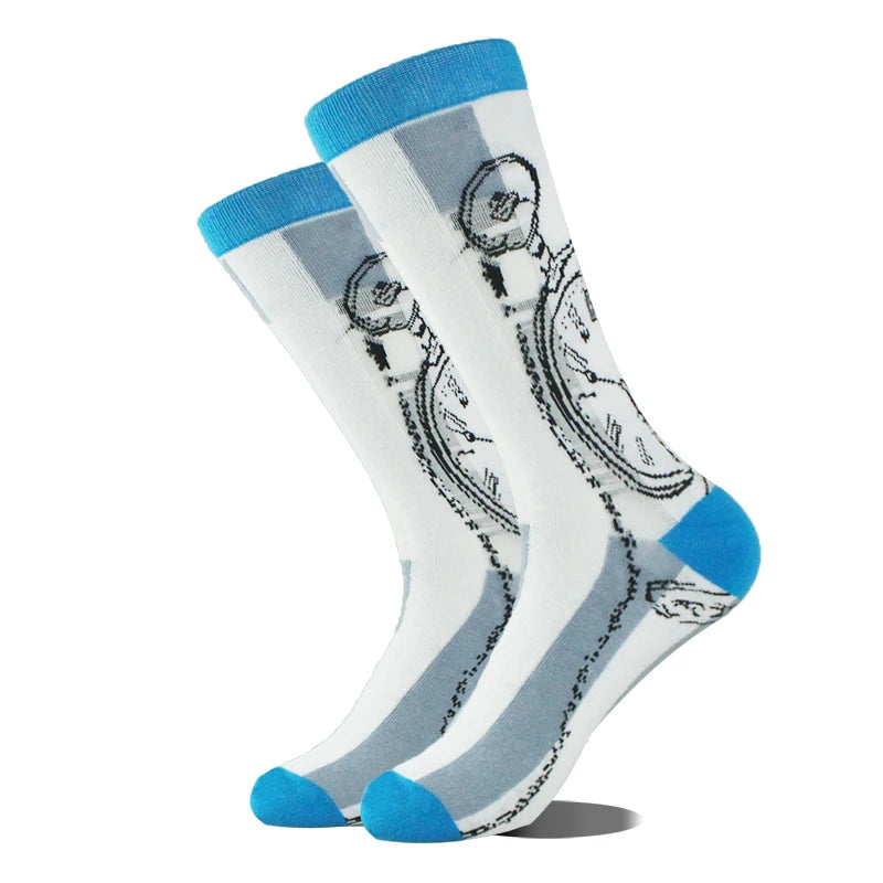 Funny novelty crew socks, bicycle sketch design