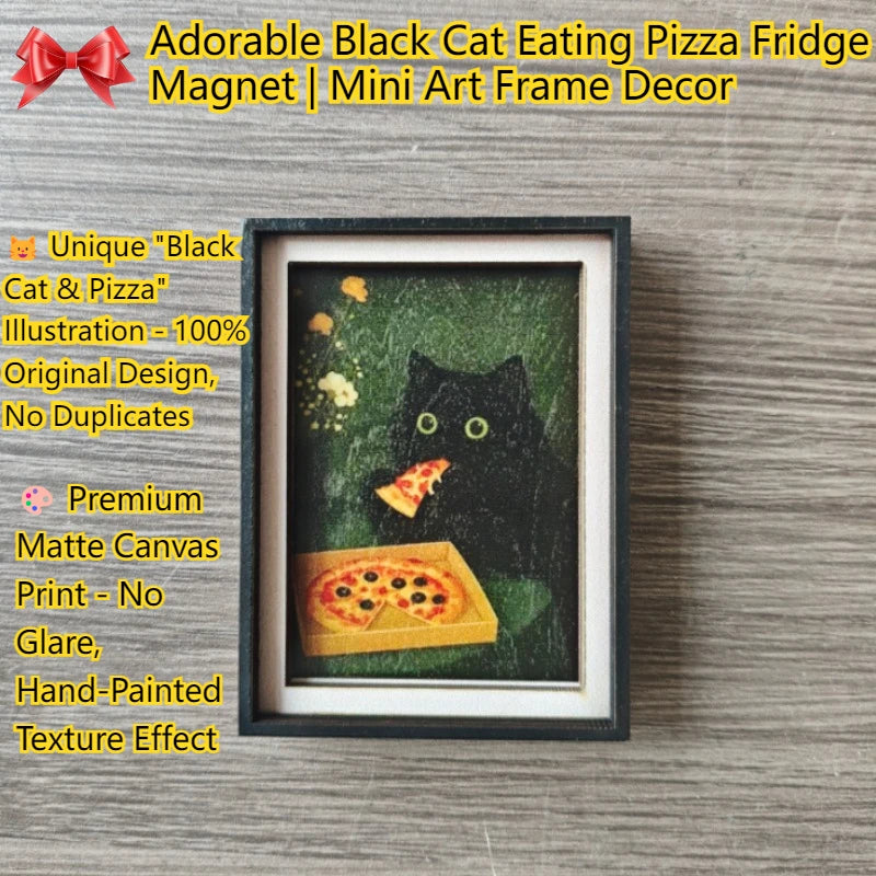 Layered Black Cat Pizza Magnet – view 2