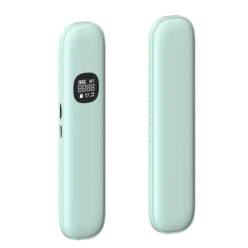 Green flat under-pillow Bluetooth speaker, front and back