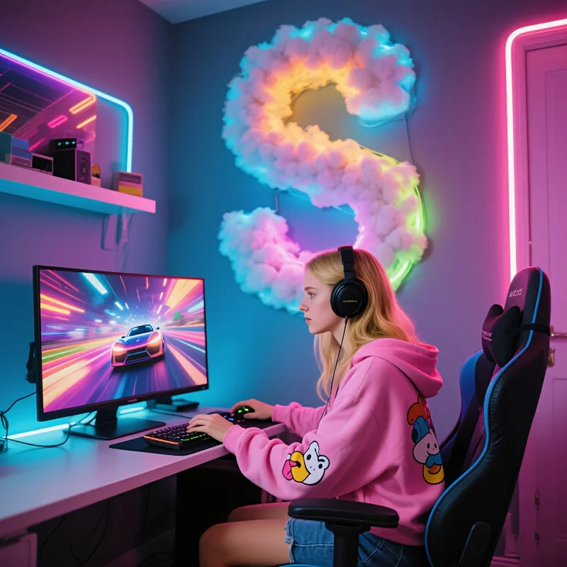 Lámpara LED de nube, decoración de habitación DIY