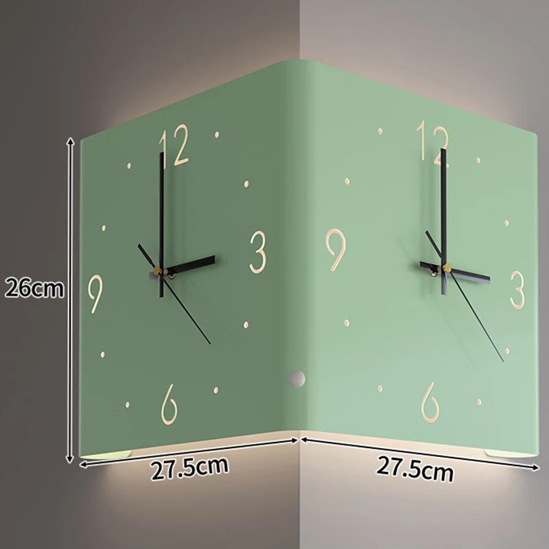 Double-Sided Corner Clock - Green