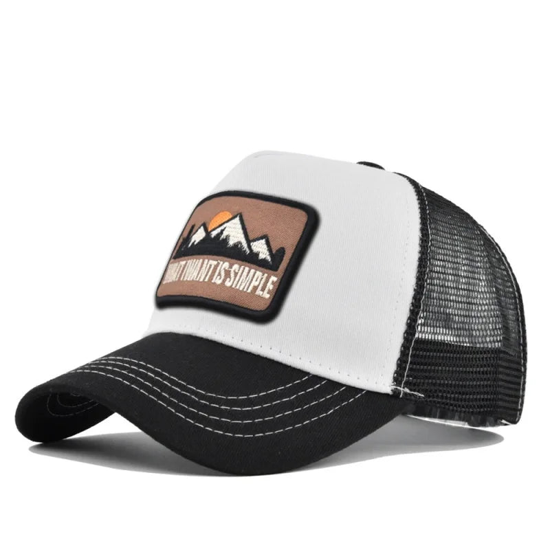White crown with black brim and black mesh