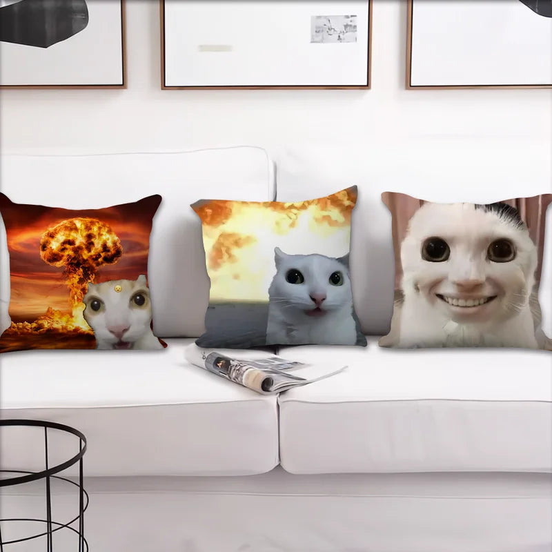 Funda de almohada con meme de gato
