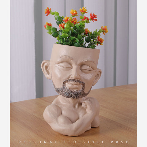 Bald Head Planter Vase