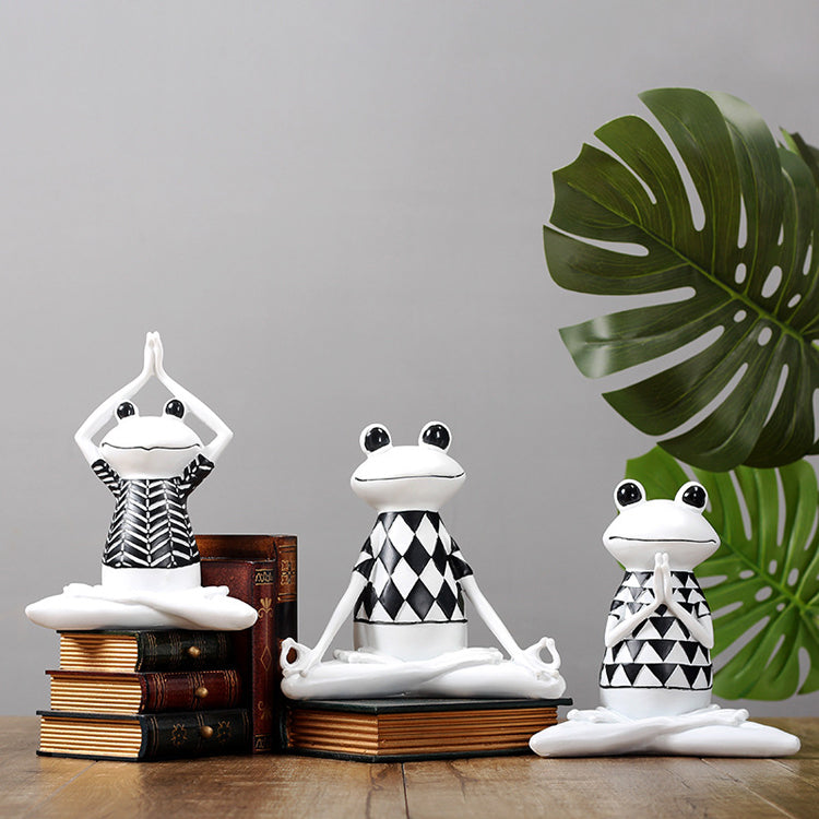 Figuras de rana de yoga, adornos de animales para meditación