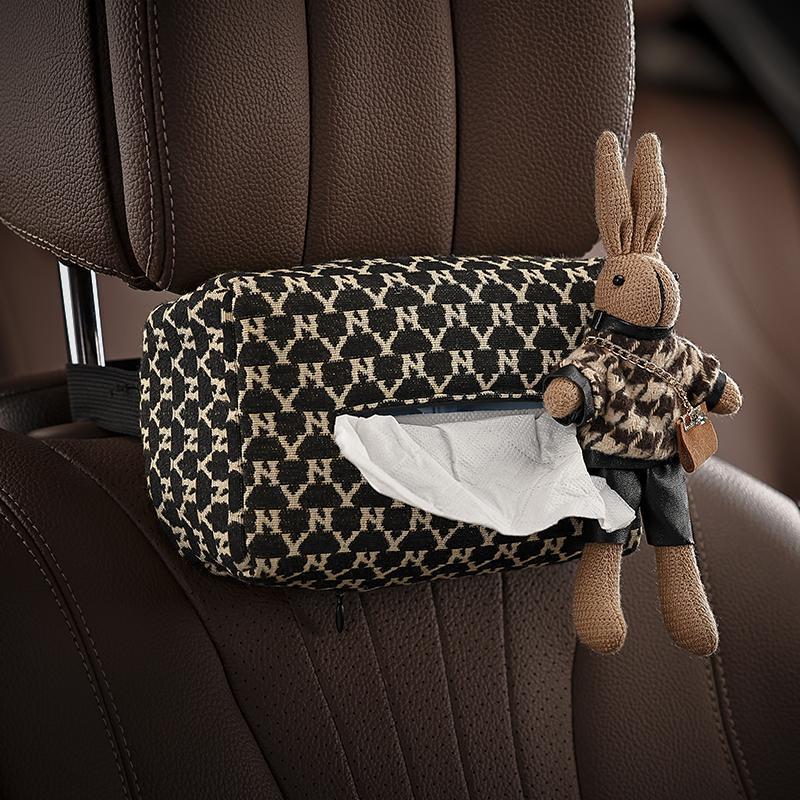 Caja de pañuelos para coche con estampado de pata de gallo