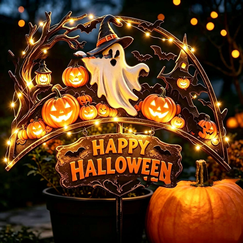 Letrero luminoso de Feliz Halloween