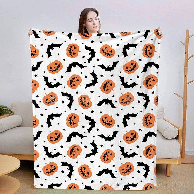 Pumpkin And Bat Blanket