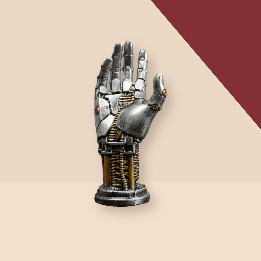 Cyberpunk Robot Hand Controller Stand on The Weird Store cream and burgundy background