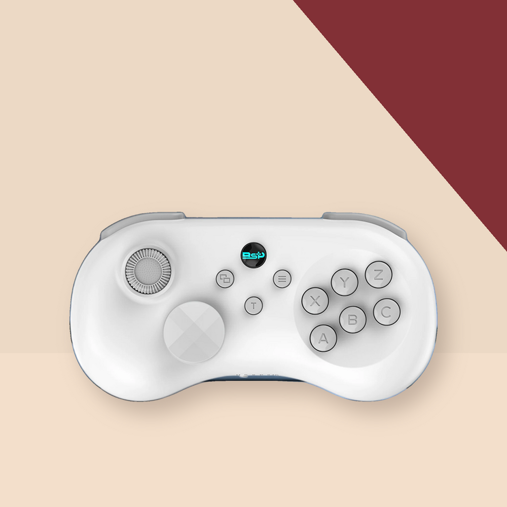 Hall-Effect Wireless Gaming Controller on The Weird Store cream and burgundy background