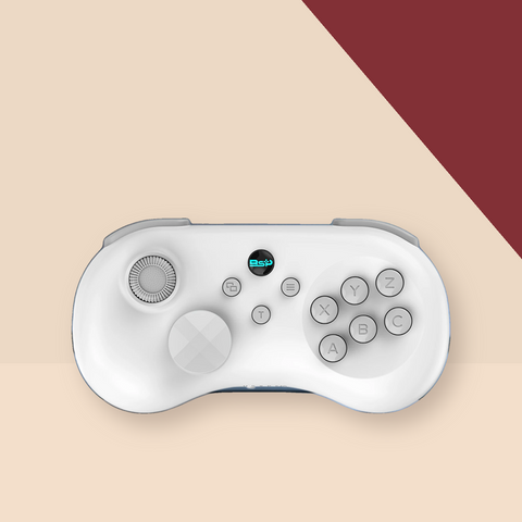 Hall-Effect Wireless Gaming Controller on The Weird Store cream and burgundy background