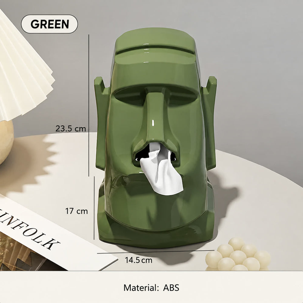 Green Sculptural Stone Tissue Box dimensions: 23.5 cm high, 17 cm body height, 14.5 cm wide; ABS
