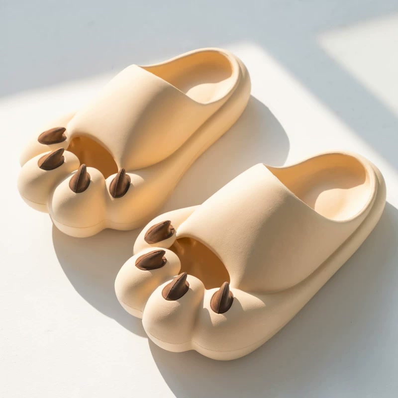 Cat Paw Comfort Slides — Khaki