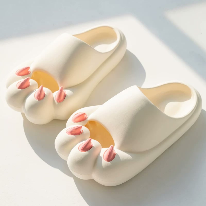 Cat Paw Comfort Slides — White