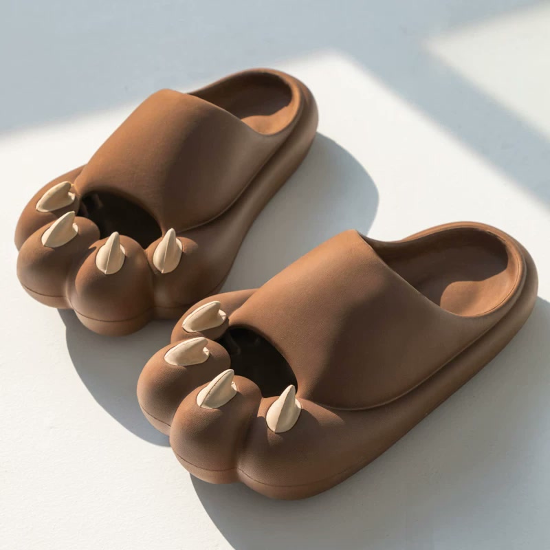 Cat Paw Comfort Slides — Brown