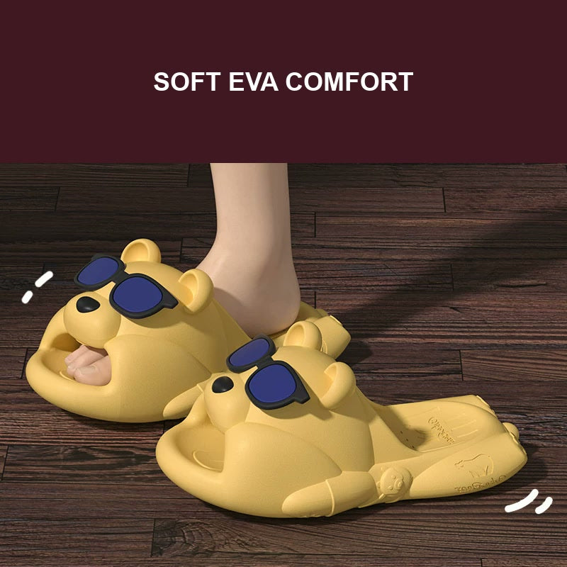 Sunglasses Bear Comfort Slides — Yellow