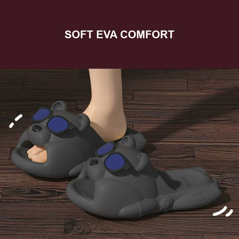 Sunglasses Bear Comfort Slides — Grey