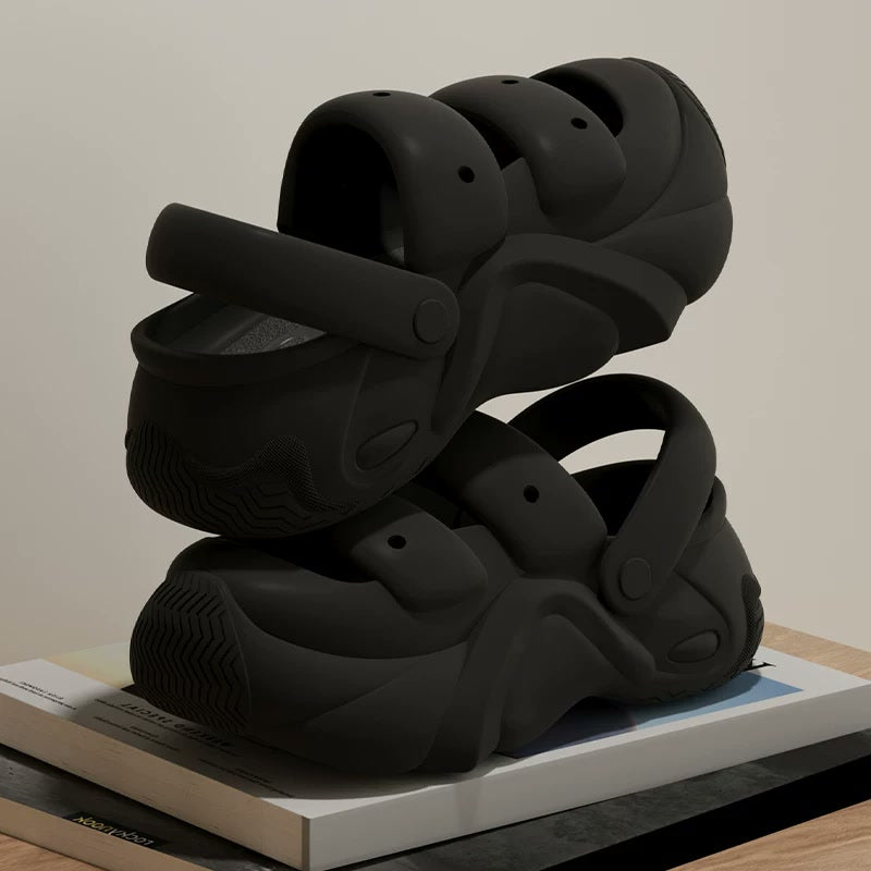 Two-Way Platform Sandal Clogs — Black