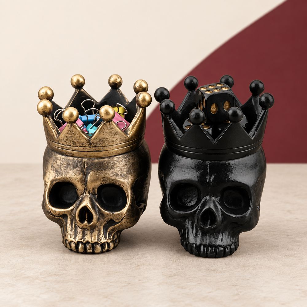 Crowned Skull Candle Holder on The Weird Store studio background