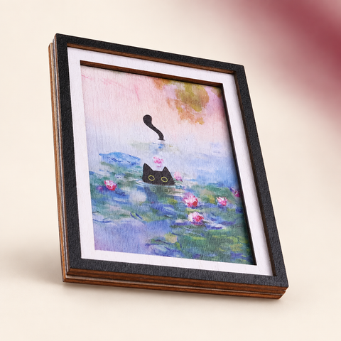 Flower-Pond Black Cat Magnet on The Weird Store studio background