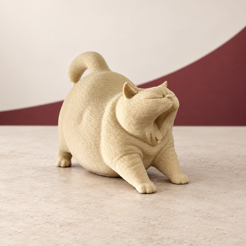 Yawning Cat Statue Desktop Decor on The Weird Store studio background